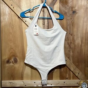 New with tags Beaton size large cream bodysuit halter top thong with snap bottom